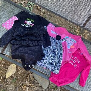 5 Pc Girls L/S Onesies and Bubble Dress 0-3 Months
